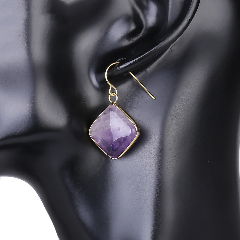 Stone Amethyst Geometric Earrings