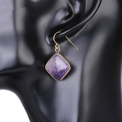 Stone Amethyst Geometric Earrings