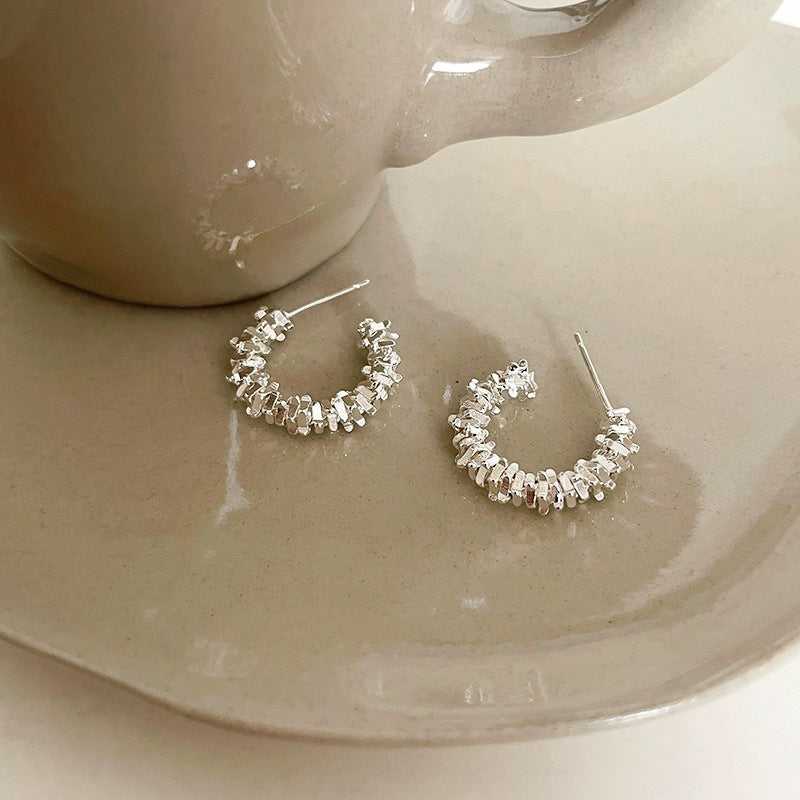 All-match C-shaped Half-circle Stud Earrings