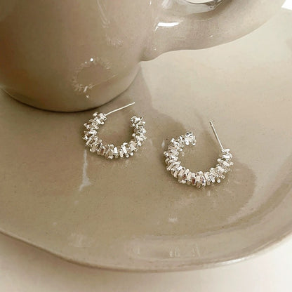 All-match C-shaped Half-circle Stud Earrings