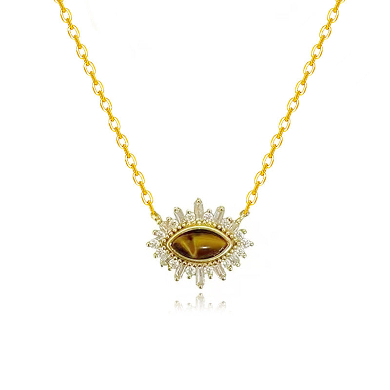 Vintage Court Tiger Eye Collarbone Necklace