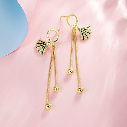 K Gold-plated Fan-shaped Mini Skirt Earrings