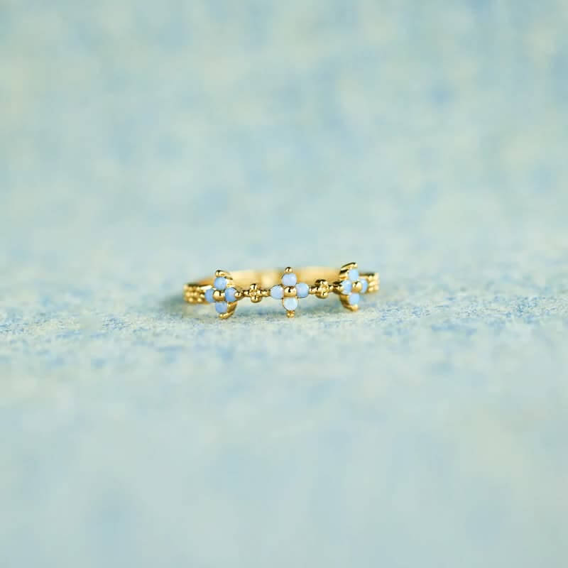 Women's Three Blue Blossom Ring