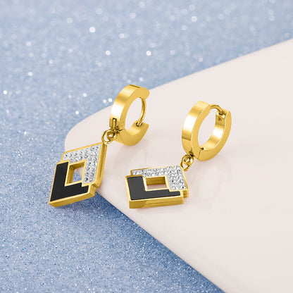 High Fashion Stainless Steel Square Simple Earrings