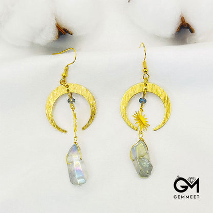 Bohemian Fashion Crescent Clear Crystal Earrings