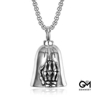 Middle Finger Skull Bell Pendant