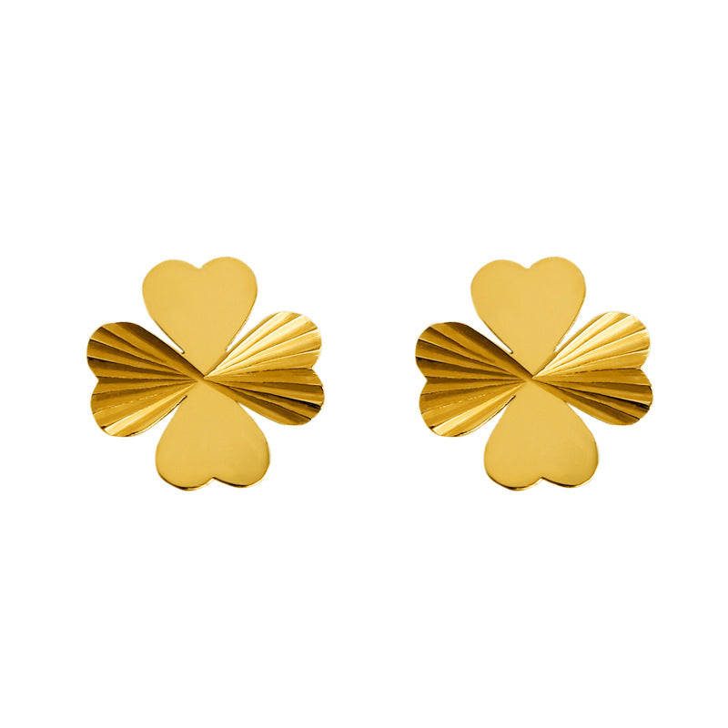 Lucky Four-leaf Clover Titanium Steel Earrings Do Not Fade Allergenic