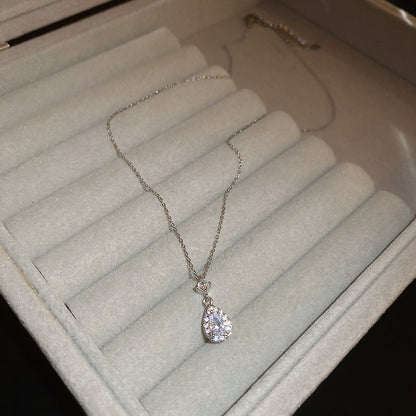 Titanium Steel Zircon Water Drop Necklace