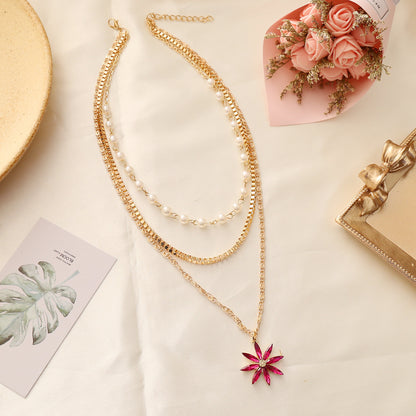 Pearl Flower Multilayer Necklace