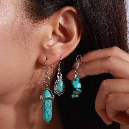 Turquoise Earrings Multi-layered Necklace Set