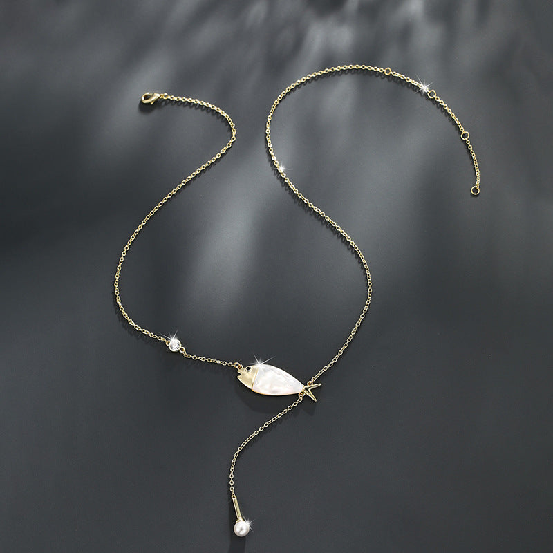 Mother-of-pearl Earrings and Necklace Set Light Luxury Niche Design High