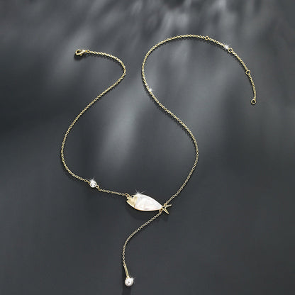 Mother-of-pearl Earrings and Necklace Set Light Luxury Niche Design High