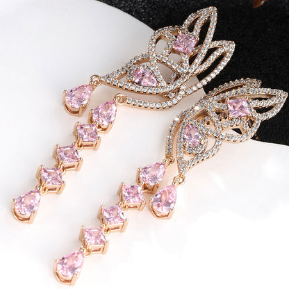 Colorful Zircon Butterfly Luxury Earrings for Women