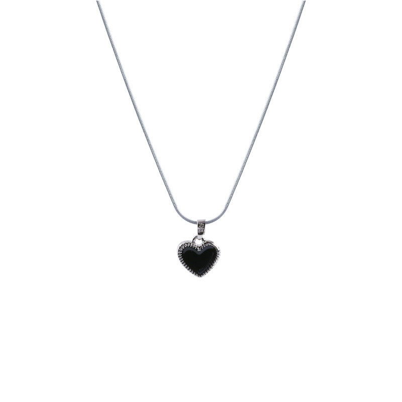 Light Luxury Niche Matching Temperament Black Love Titanium Steel Necklace