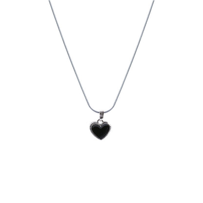 Light Luxury Niche Matching Temperament Black Love Titanium Steel Necklace