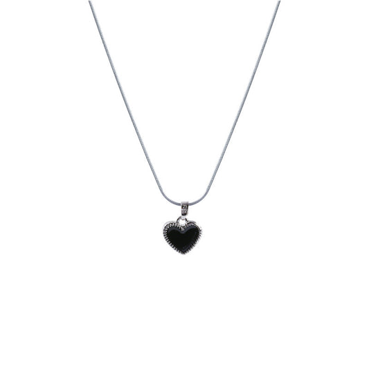 Light Luxury Niche Matching Temperament Black Love Titanium Steel Necklace