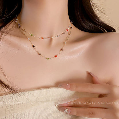 Colorful Broken Silver Geometric Necklace