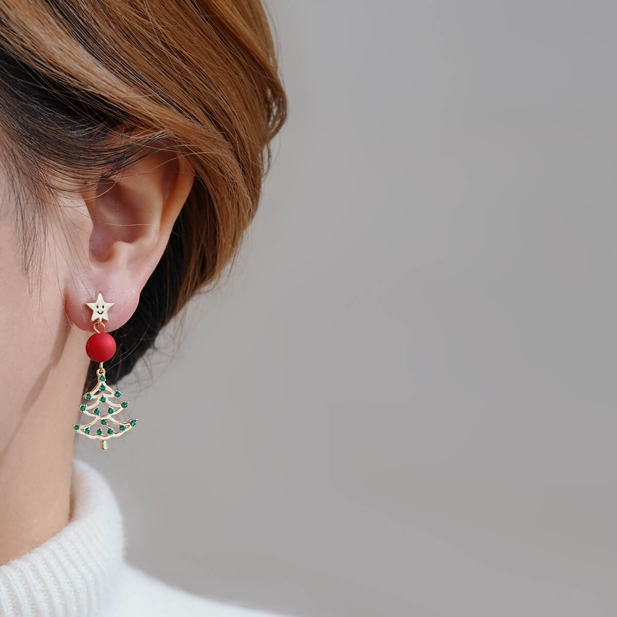 Christmas Earrings Niche Green Christmas Tree Stud Earrings