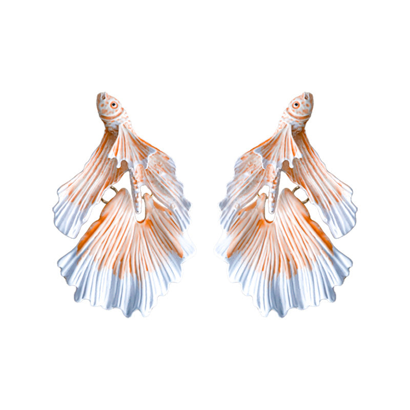 Tropical Fish Metal Drip Oil Exaggerated Goldfish Earrings