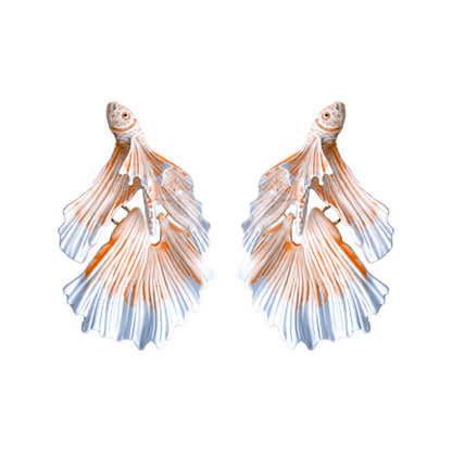 Tropical Fish Metal Drip Oil Exaggerated Goldfish Earrings