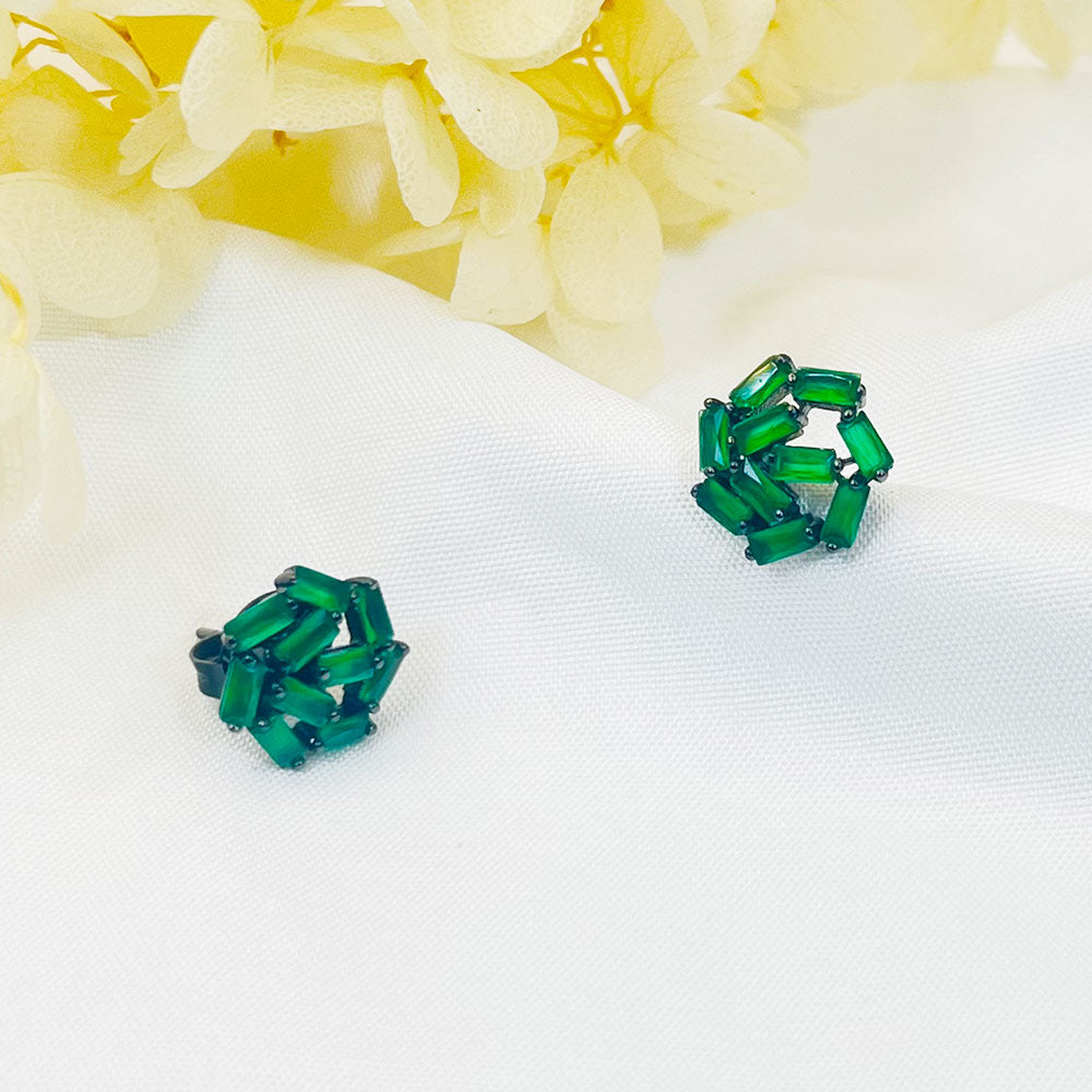 Square Snowflake Green Zircon Earrings