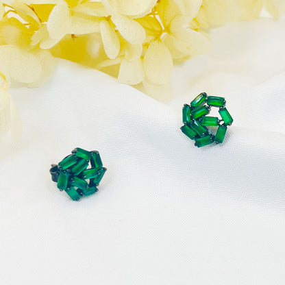 Square Snowflake Green Zircon Earrings
