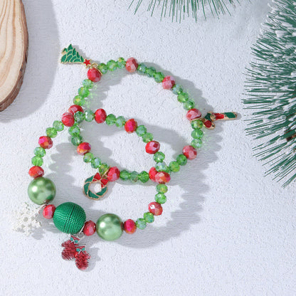 Christmas Bracelet Santa Snowman Colorful Candy Bead Bracelet