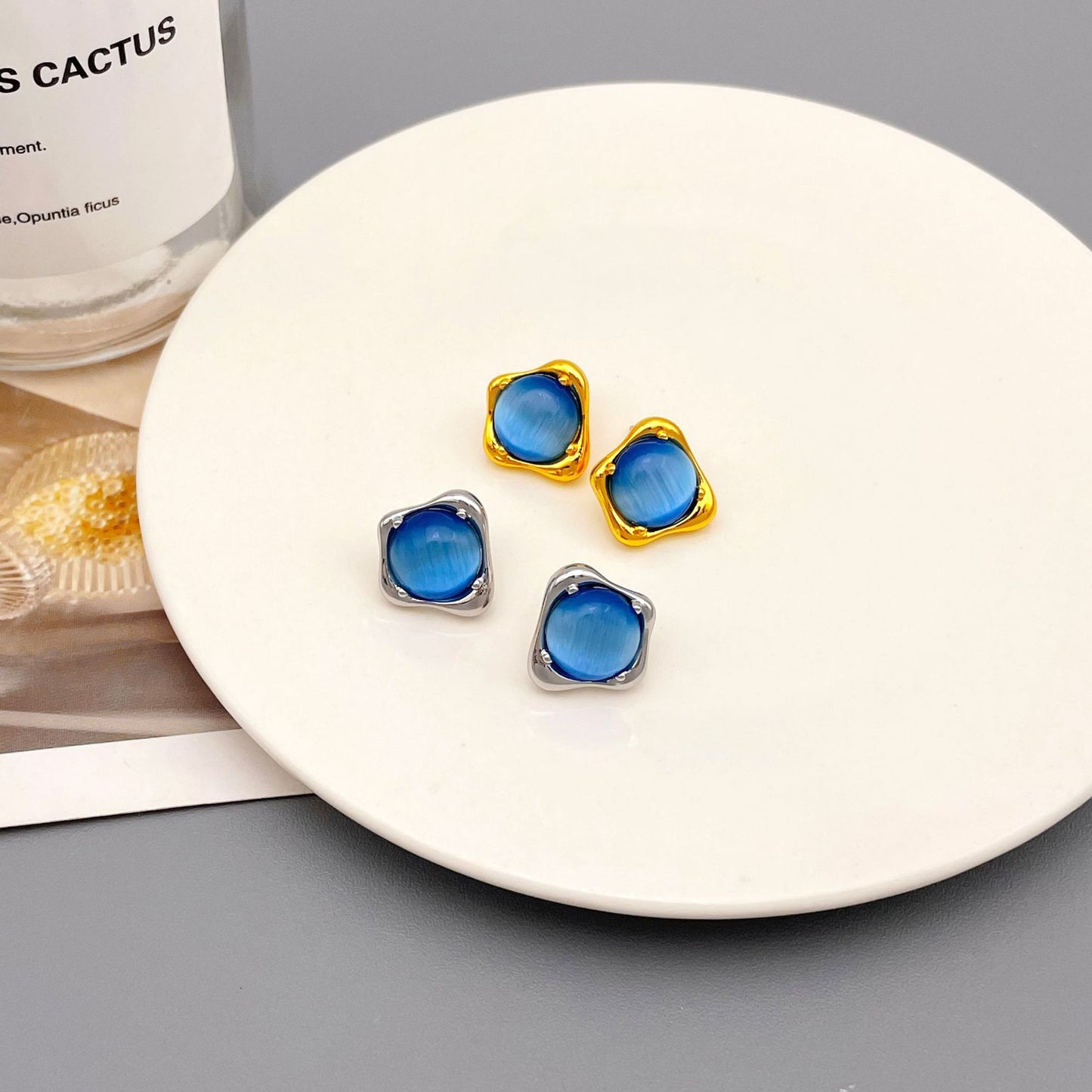 Star 925 Silver Vintage Cat-eye Earrings