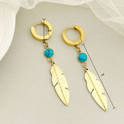 Feather Simple Fashion Trend Design Sense of All Matching Stainless Steel Earrings