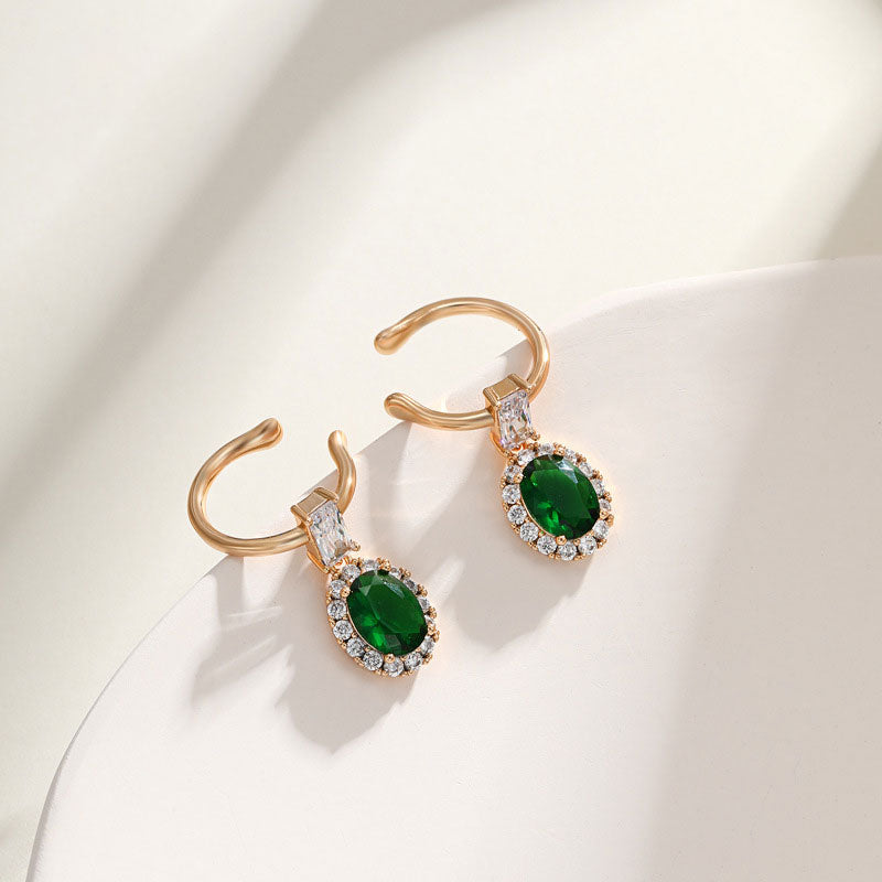 Retro Style Oval Inlaid Colorful Zircon Non-pierced Earrings