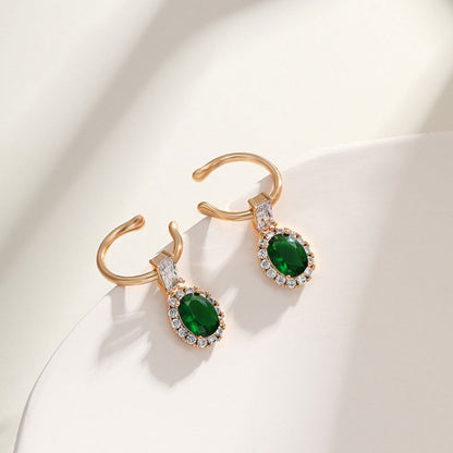 Retro Style Oval Inlaid Colorful Zircon Non-pierced Earrings