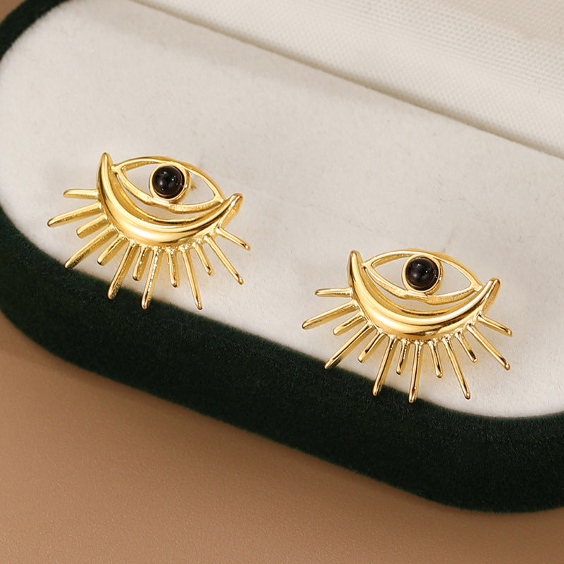 Devil's Eye Titanium Steel Gold-plated Earrings