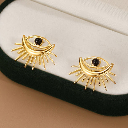 Devil's Eye Titanium Steel Gold-plated Earrings