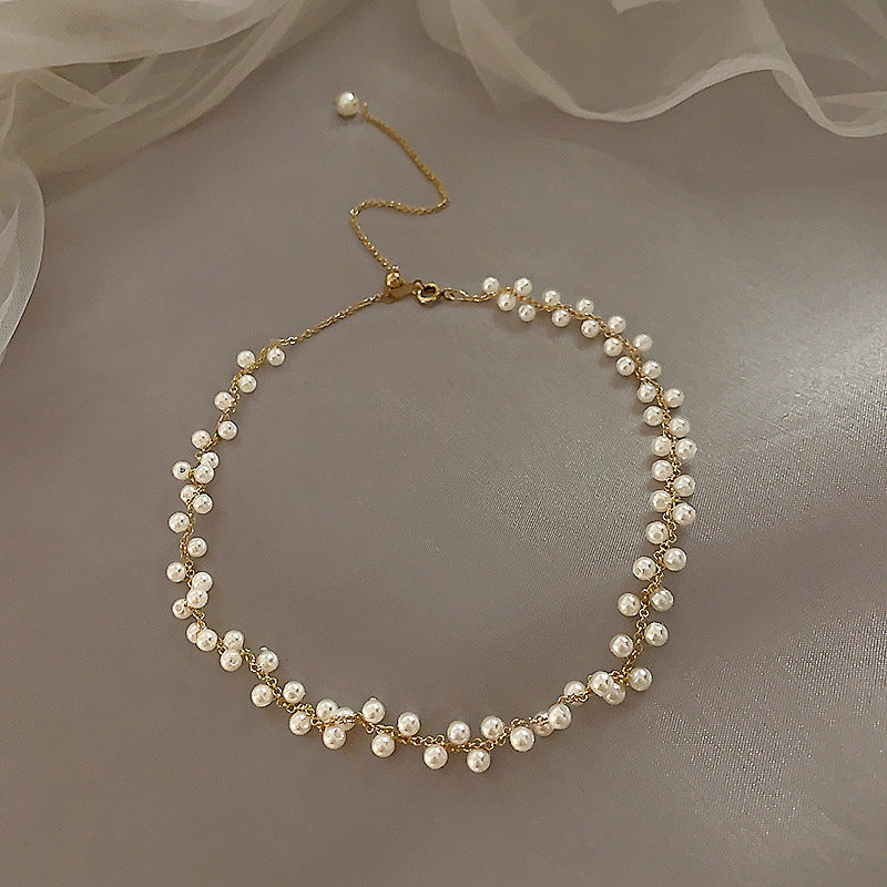 Geometric Colored Stone Pearl Necklace