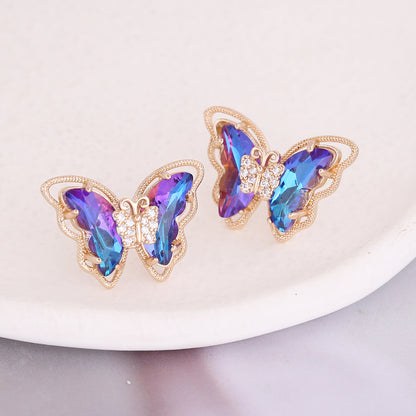 Copper Gradient Butterfly Stud Earrings