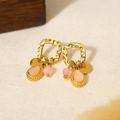 Knock Grain Metal Zircon Vintage Earrings