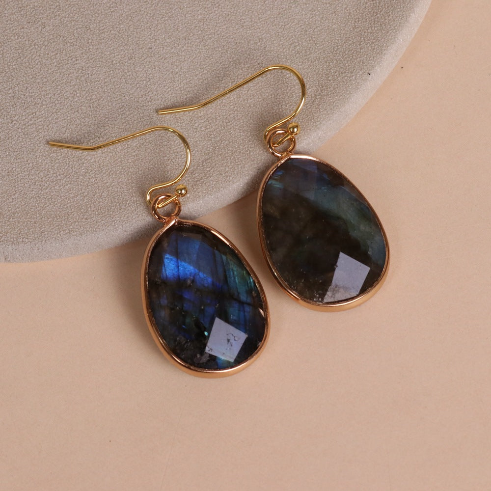 Pull Feldspar Ellipse Hanging Earrings