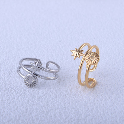 Sun Star Titanium Steel Ring Does Not Fade High-grade