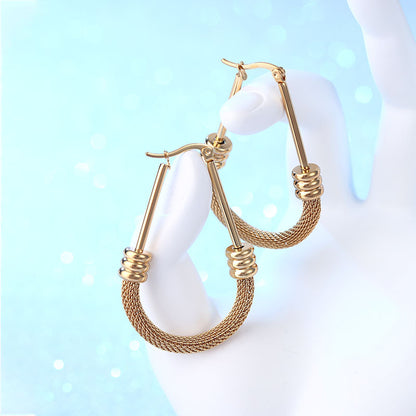 Stainless Steel Vintage Drop Gold Mesh Chain Earrings