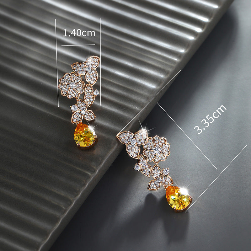 Vintage Botanical Flower Drop Earrings