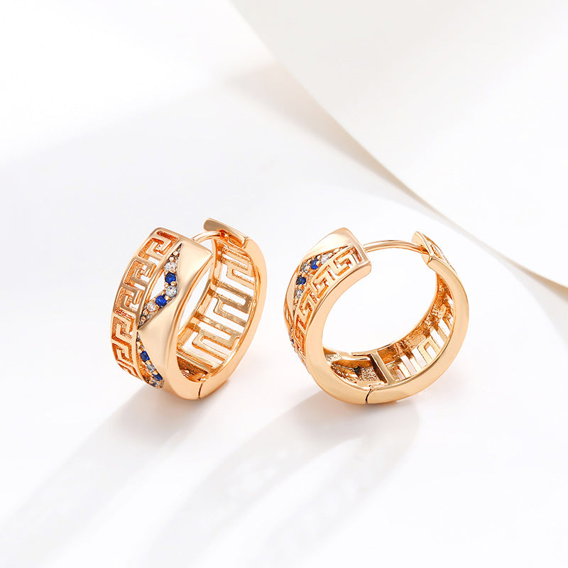 K-plated Gold-plated Zircon Pattern Earrings