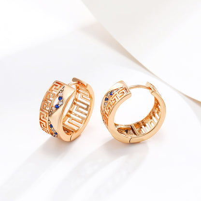 K-plated Gold-plated Zircon Pattern Earrings