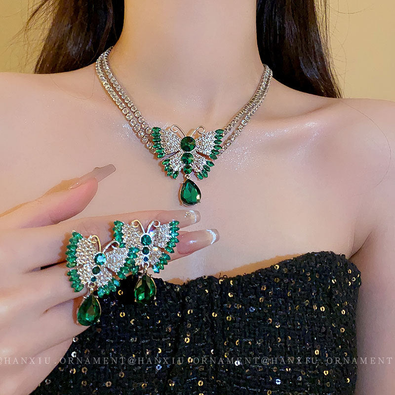 Butterfly Double Long Drop Necklace