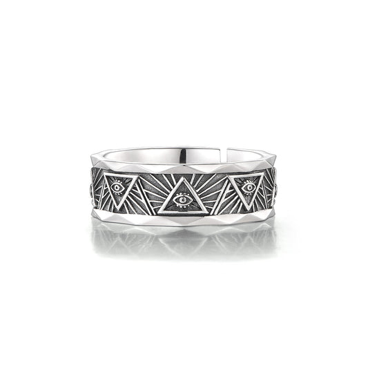 Vintage Men's Eye Of God Triangle Rings
