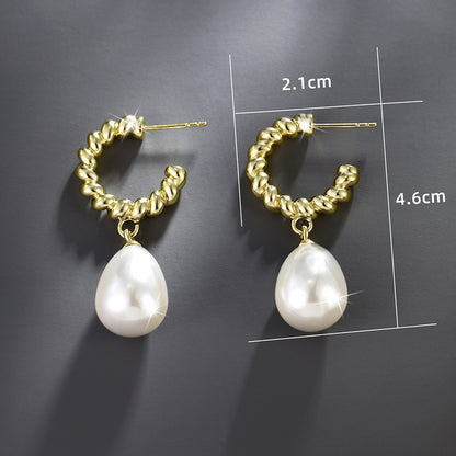 Twist Drop-shaped Imitation Pearl Earrings