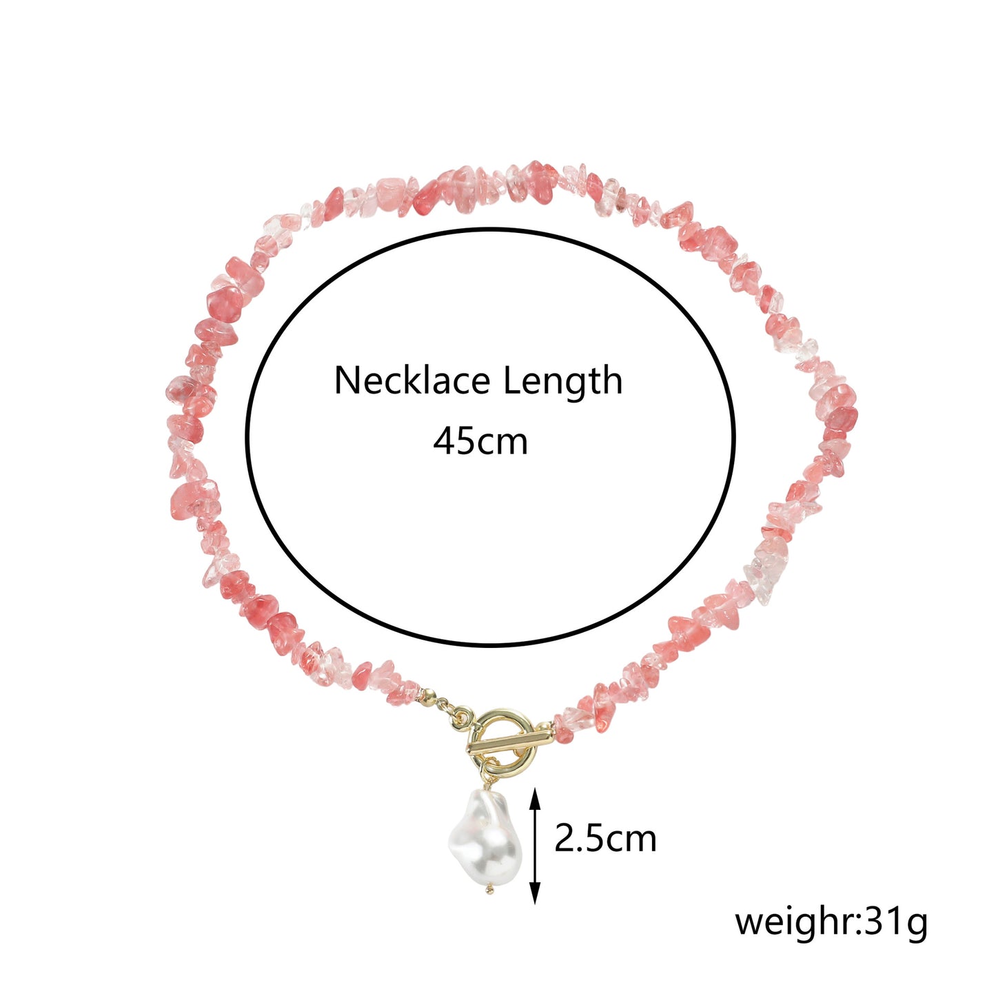 Pink Irregular Full Stones Link Necklace