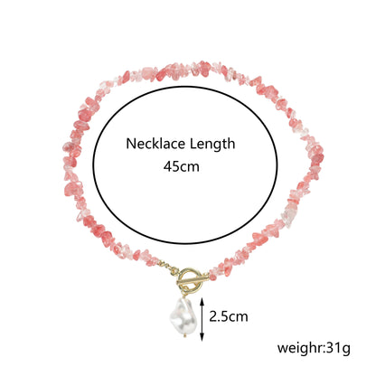 Pink Irregular Full Stones Link Necklace