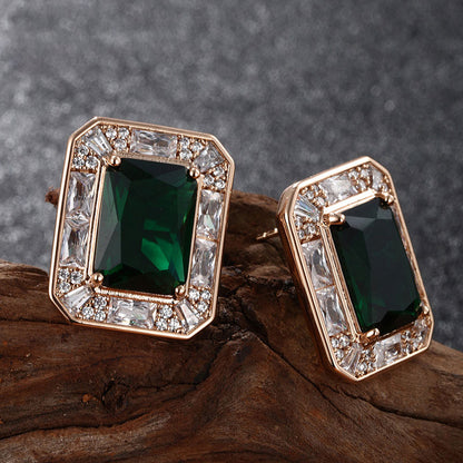 Square Artificial Stone Vintage Earrings