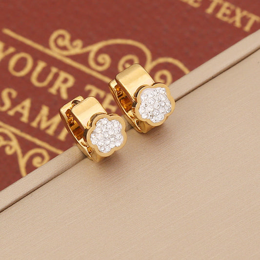 Stainless Steel Full of Zircon Drop Earrings