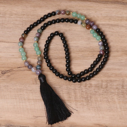 Bohemian colorful stone fringe necklace